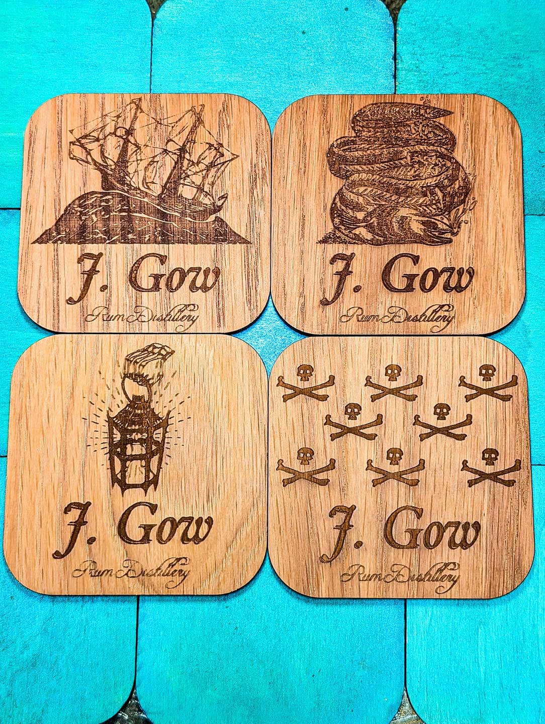 J. Gow Rum Coasters