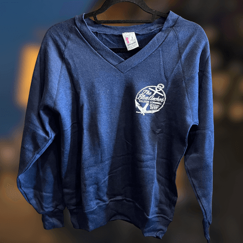 Navy Blue Anchor V-Neck Sweatshirt Size S