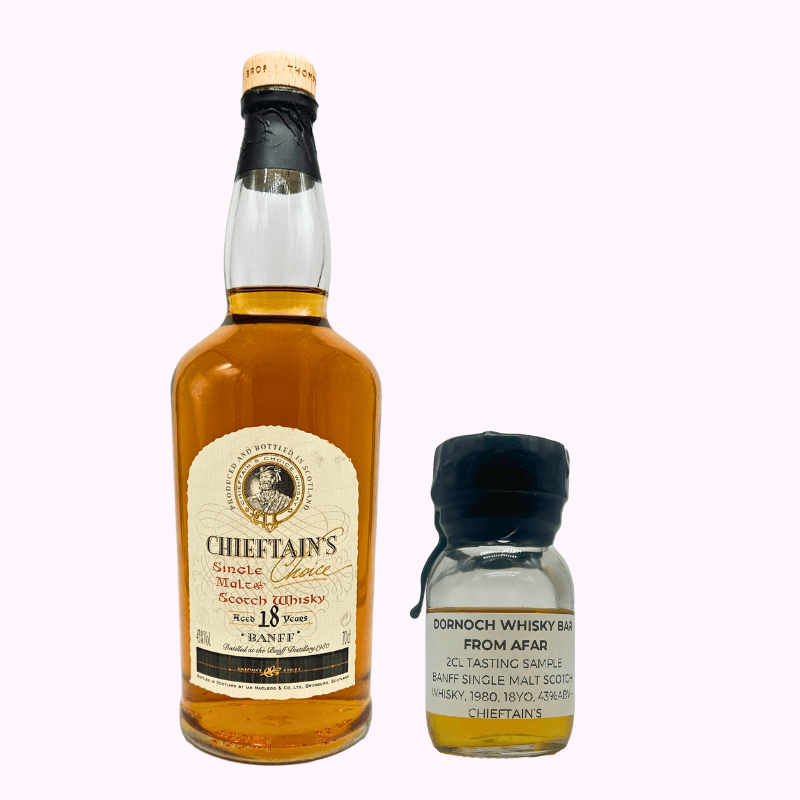 Dornoch Whisky Bar from Afar – Banff Single Malt Scotch Whisky, 1980, 18 Year Old, 2CL,